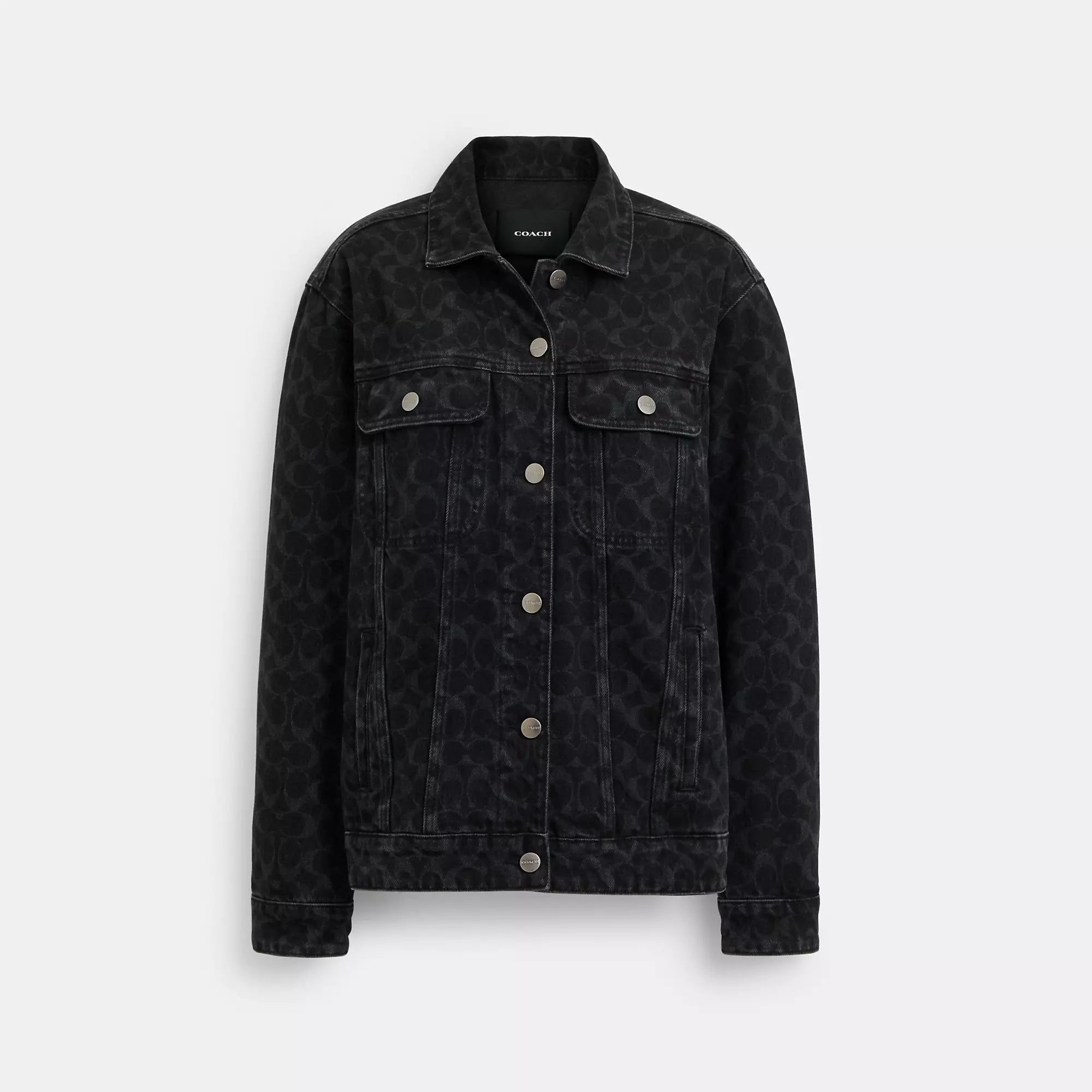 Sports Casual Style Distressed Denim Jacket Coach Outlet Signature Denim Jacket