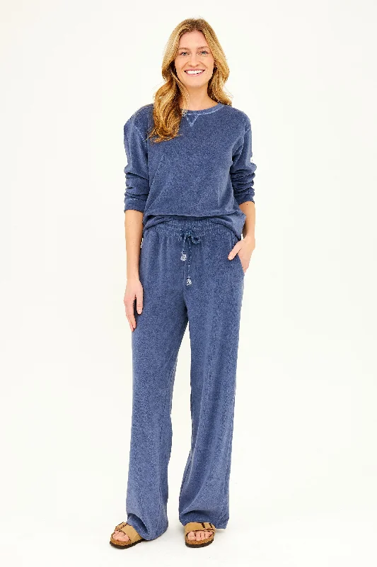 Street Style Stretch cotton skirt Terry Resort Pant - Vintage Indigo