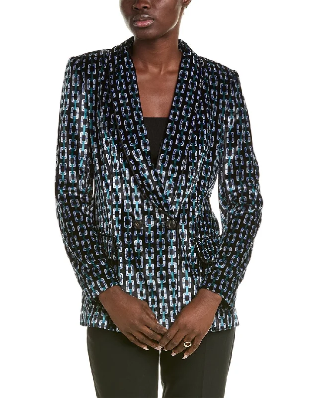 Round neck design Denim Overshirt Jacket Diane von Furstenberg Chiana Velour Jacket