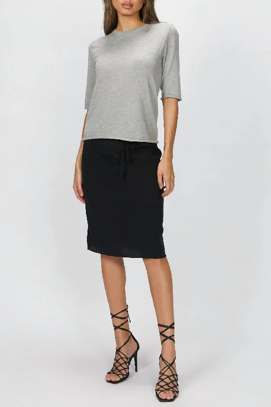 Creative Style Striped A-line skirt Drawstring Skirt In Black
