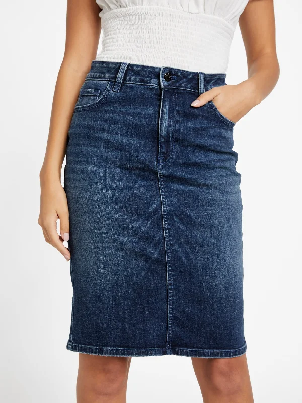 Noble Temperament Casual long skirt Eco Tea Midi Denim Skirt