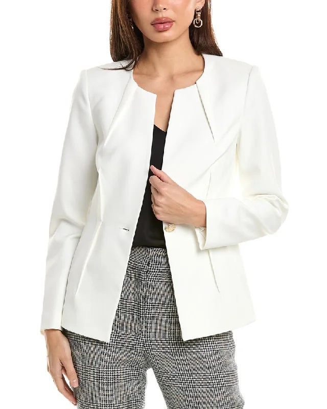 Hooded design Fitted Leather Blazer Elie Tahari Jacket