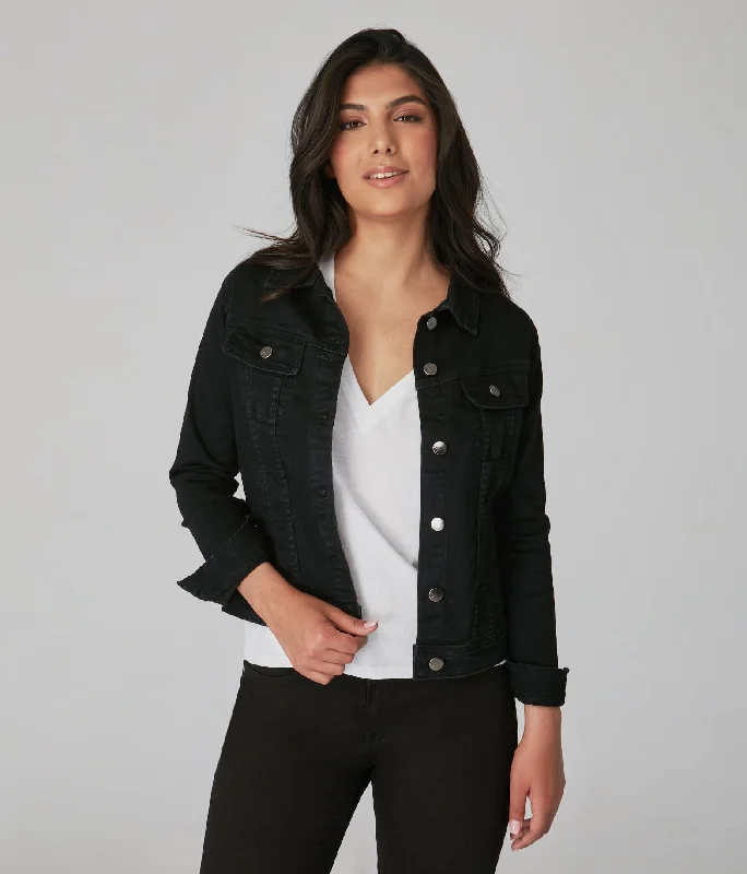 Sports High Waist Style Classic Trench Coat Gabriella-BLK Classic Denim Jacket