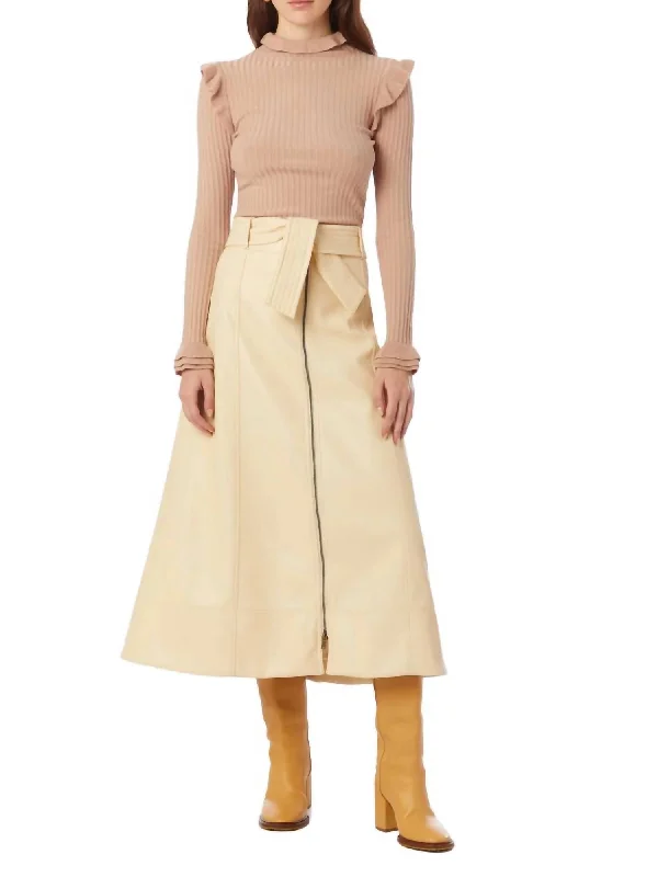 Party Wear Floral ruffle skirt Greenwich Midi Skirt In Sand