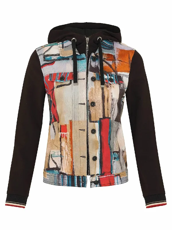Elegant Classic Tartan Print Coat Hooded Jacket In Multi
