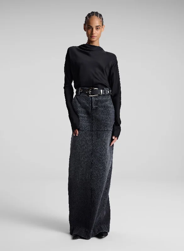 Elegant And Lazy Spaghetti strap skirt Hunter Denim Maxi Skirt