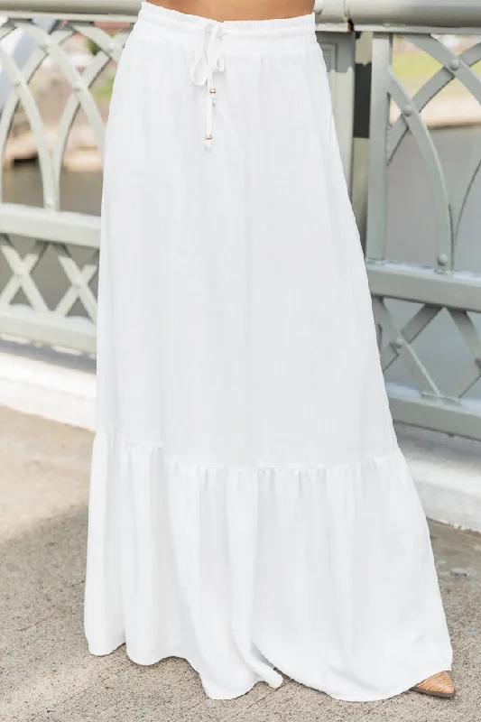 Classic style High-rise flared skirt Inner Poise Ivory Maxi Skirt FINAL SALE