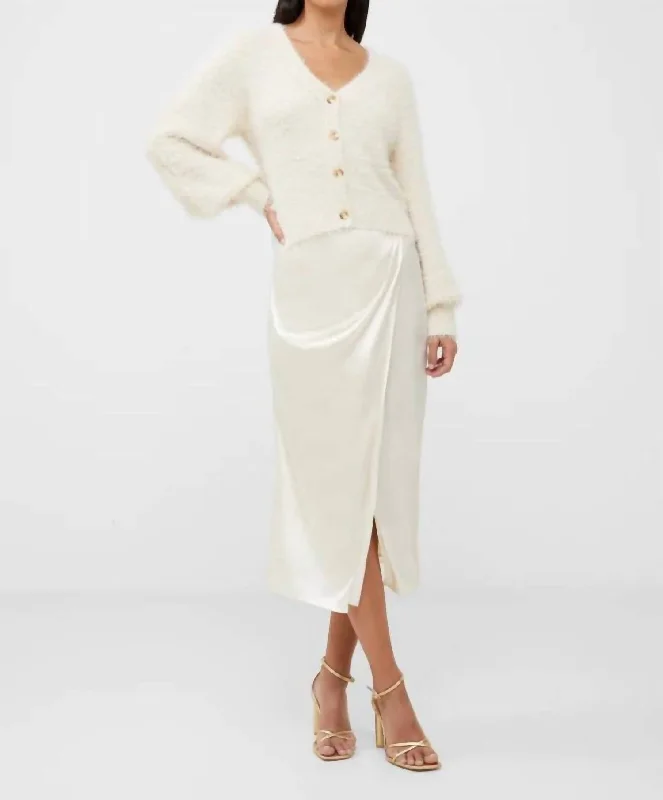 Fashionable and versatile Casual pleated midi skirt Inu Satin Wrap Midi Skirt In Cream Fashionable and versatile Casual pleated midi skirt Inu Satin Wrap Midi Skirt In Cream