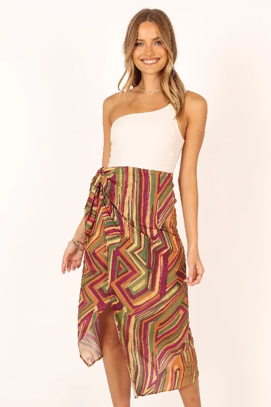 Energetic Wrap leather skirt Kiela Midi Skirt - Vintage Royale