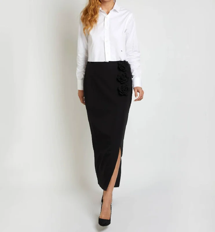 Style Design Wool pencil skirt La Rosette Skirt In Black
