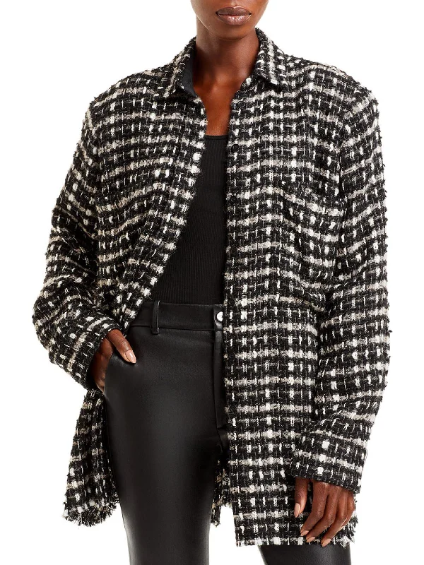 Romantic And Sweet Open-front Cardigan Coat Leopold Womens Wool Blend Tweed Shirt Jacket Romantic And Sweet Open-front Cardigan Coat Leopold Womens Wool Blend Tweed Shirt Jacket