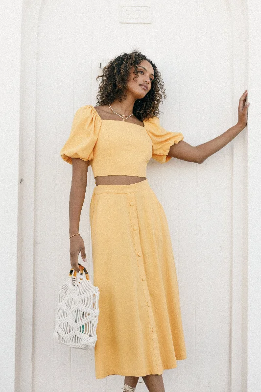 Sweet Girl Colorful A-line skirt Mave Midi Skirt - Sunflower