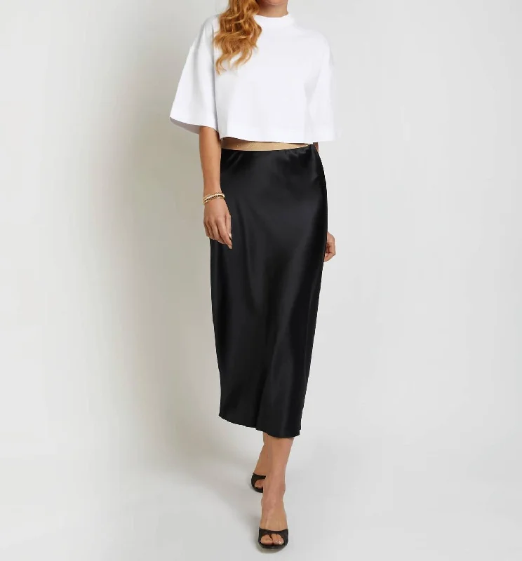 Romantic And Sweet Silk A-line skirt Maxou Skirt In Sand / Black