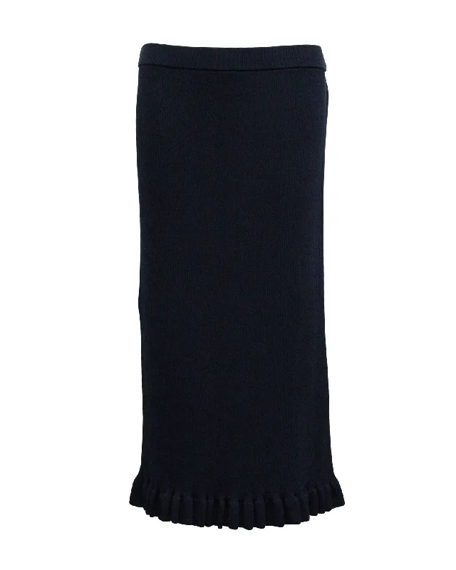 Sports suit style Wool pleated skirt Michael Kors Ruffle Hem Midi Skirt in Navy Blue Viscose Sports suit style Wool pleated skirt Michael Kors Ruffle Hem Midi Skirt in Navy Blue Viscose