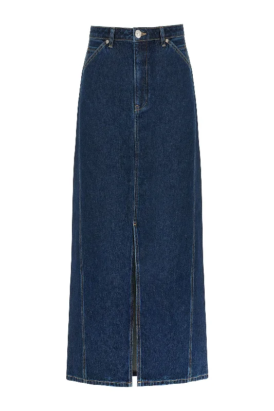 Literary Style Tropical print skirt Midi Denim Skirt