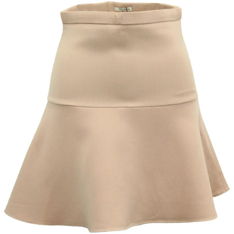 Sports outdoor style Satin A-line skirt Miu Miu Fluted Mini Skirt in Pastel Pink Polyester