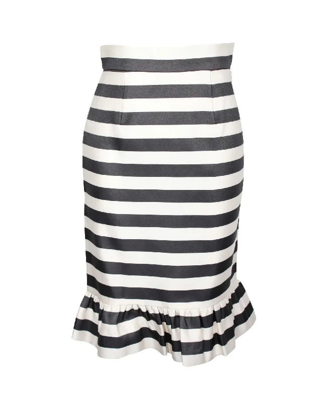 Noble Temperament High-waisted skirt Mother Of Pearl Bella Jacquard Stripe Skirt in Black Silk Noble Temperament High-waisted skirt Mother Of Pearl Bella Jacquard Stripe Skirt in Black Silk