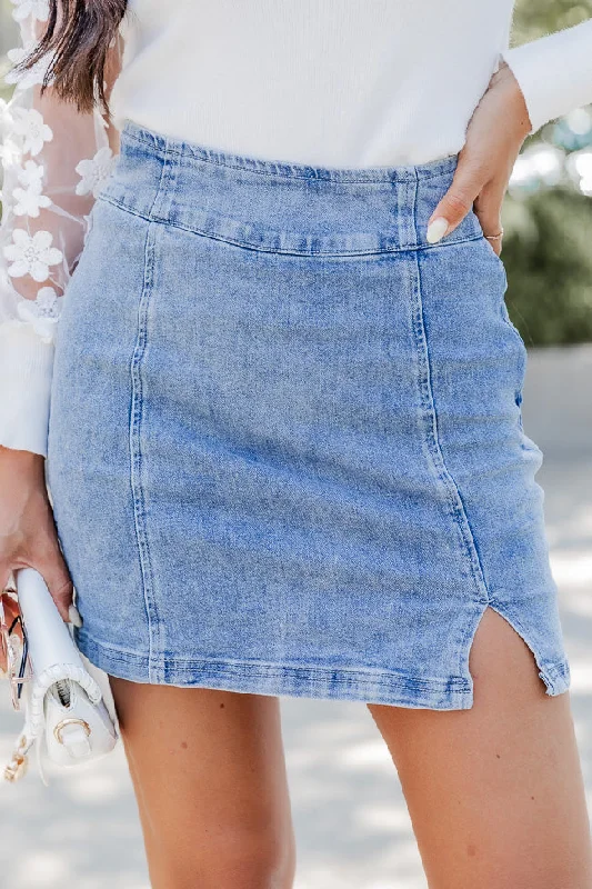 Sports Jumpsuit High-waisted pleated mini skirt My Time To Shine Medium Wash Side Slit Denim Skirt Sports Jumpsuit High-waisted pleated mini skirt My Time To Shine Medium Wash Side Slit Denim Skirt