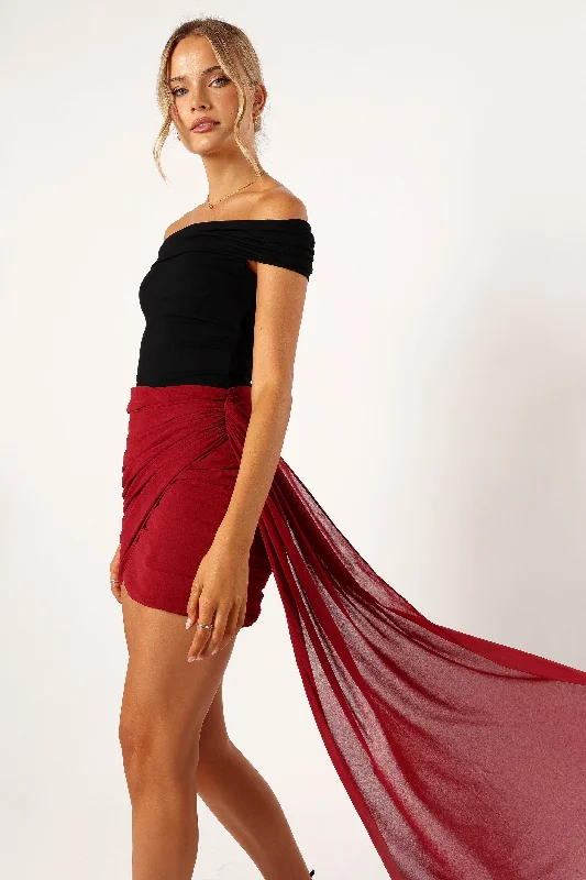 Sports outdoor style Denim pencil skirt Night Lover Mini Skirt - Merlot
