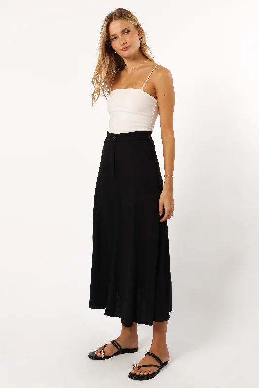 Trendy Traveler Cotton midi skirt Odetta Maxi Skirt - Black