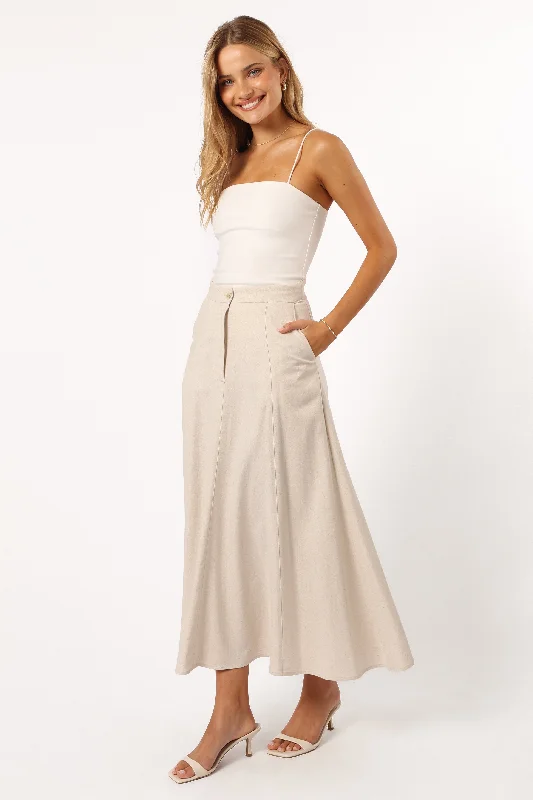Elegant Classic Sporty skirt Odetta Maxi Skirt - Oatmeal