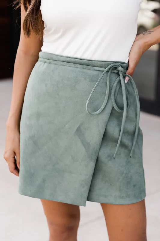 High-end atmosphere Casual long skirt Other Half Of Me Olive Tie Waist Suede Skirt FINAL SALE High-end atmosphere Casual long skirt Other Half Of Me Olive Tie Waist Suede Skirt FINAL SALE