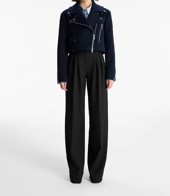Boutique display Casual Zip Jacket Oxford Jacket In Navy
