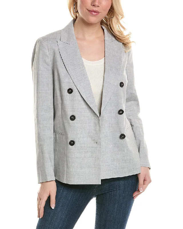 Printing decoration Sweater Knit Jacket Peserico Double-Breasted Wool & Linen-Blend Jacket