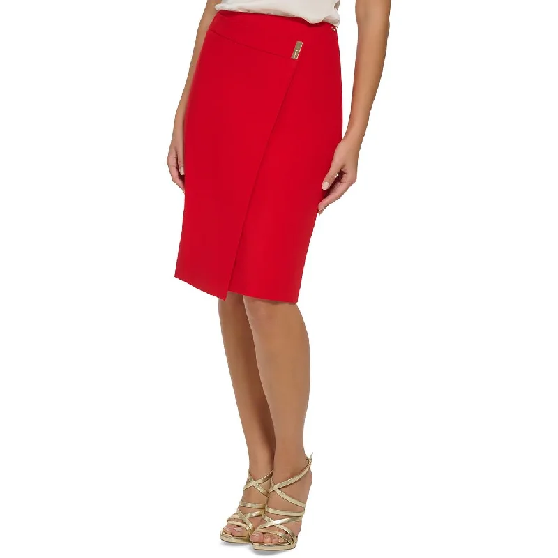 Mid-length Style Paperbag waist skirt Petites Womens Asymmetric Midi Pencil Skirt