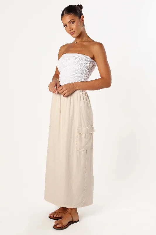Customized Version Embroidered skirt Picilo Long Midi Skirt - Stone