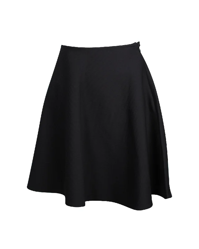 Sports suit style Faux fur skirt Prada Mini Flared Skirt in Black Nylon