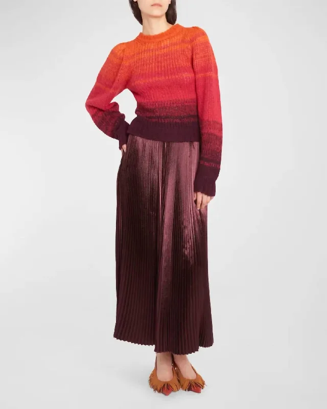 Single item design Wraparound pleated skirt Rami Skirt In Mahogony