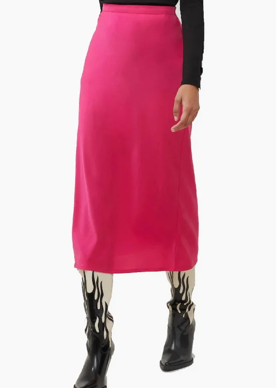 Luxury and fashionable Flared denim skirt Satin Slip Skirt In Fushia