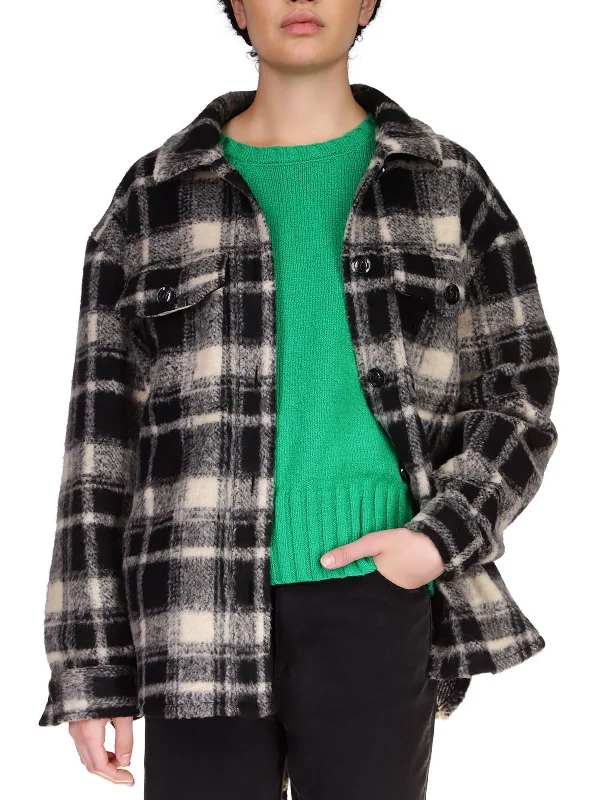 Trendy Traveler Cocoon Shape Coat Shay Womens Wool Blend Shacket Shirt Jacket