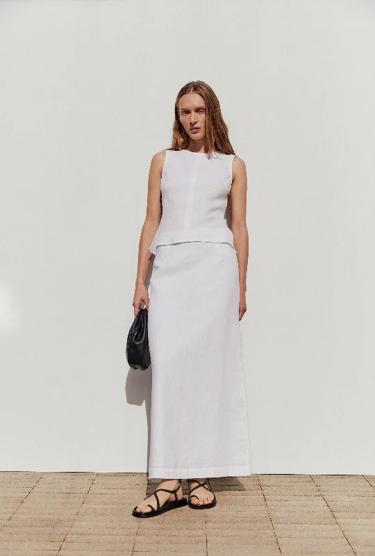 Street Style Long pleated wrap skirt Solis Linen Maxi Skirt
