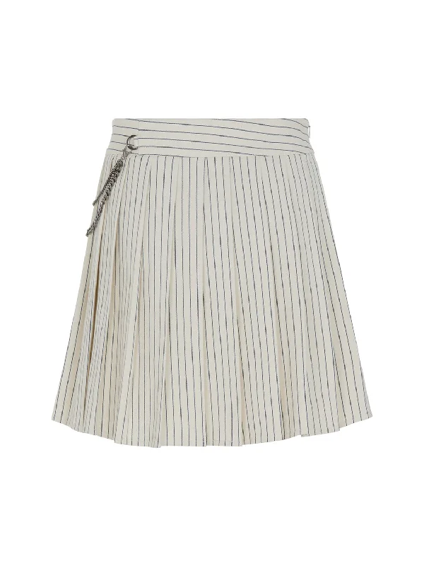 Street Style Soft fabric skirt Striped Pleated Mini Skirt