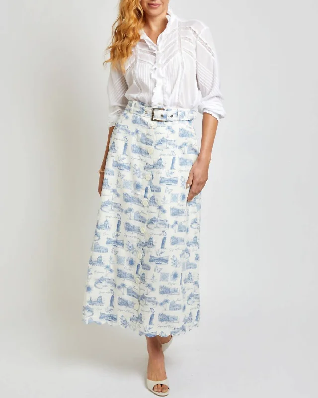 Sports Express Box pleat skirt The Clara Skirt In Signature Blue/voyage Print