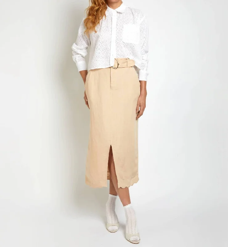 Retro Literary Style Wide-leg skirt The Sarita Skirt In Natural