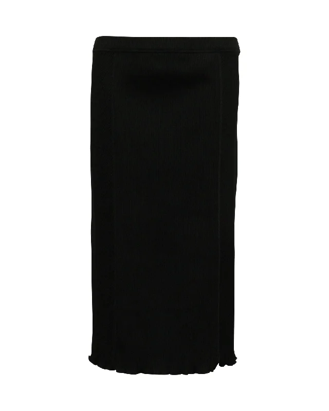 Sports Fitness Style Skirt with belt Theory Knit Midi Skirt in Black Polyamide