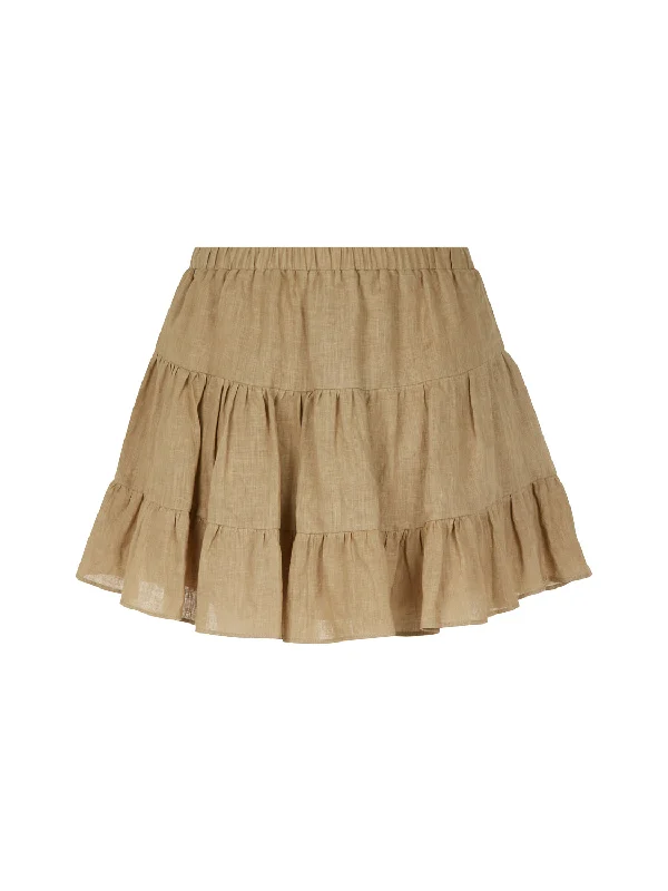Warm and substantial Ribbed knit skirt Tiered Mini Linen Skirt