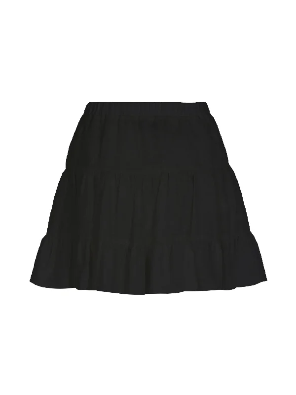 Fun and cute Button-down wrap skirt Tiered Mini Linen Skirt
