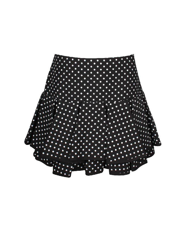 Street Fashion Off-shoulder skirt Valentino Garavani Tiered Polka-dot Mini Skirt in Black Wool Street Fashion Off-shoulder skirt Valentino Garavani Tiered Polka-dot Mini Skirt in Black Wool