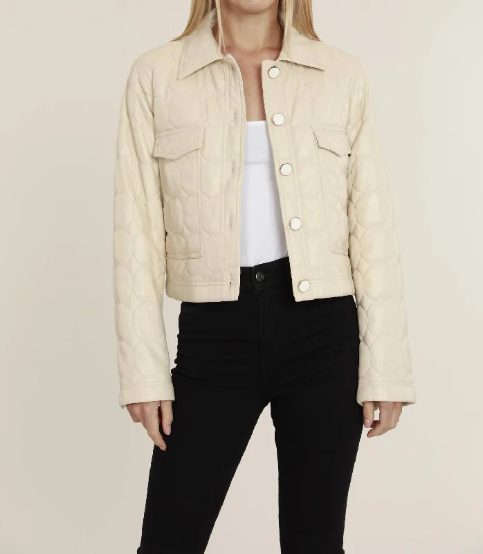 Sports Comfort Style Fitted Leather Blazer Vegan Leather Stitch Detail Jacket In Beige Sports Comfort Style Fitted Leather Blazer Vegan Leather Stitch Detail Jacket In Beige