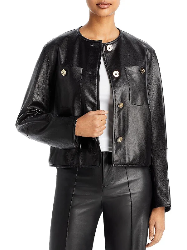 Alice style Tweed Blazer Womens Active Cropped Leather Jacket