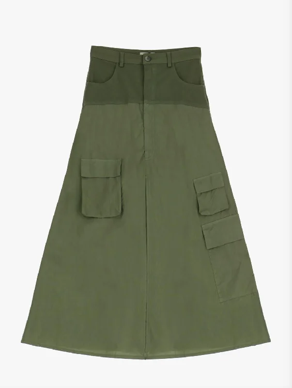 Fashionable and versatile Beachy wrap skirt Women's Cargo Maxi Skirt In Military