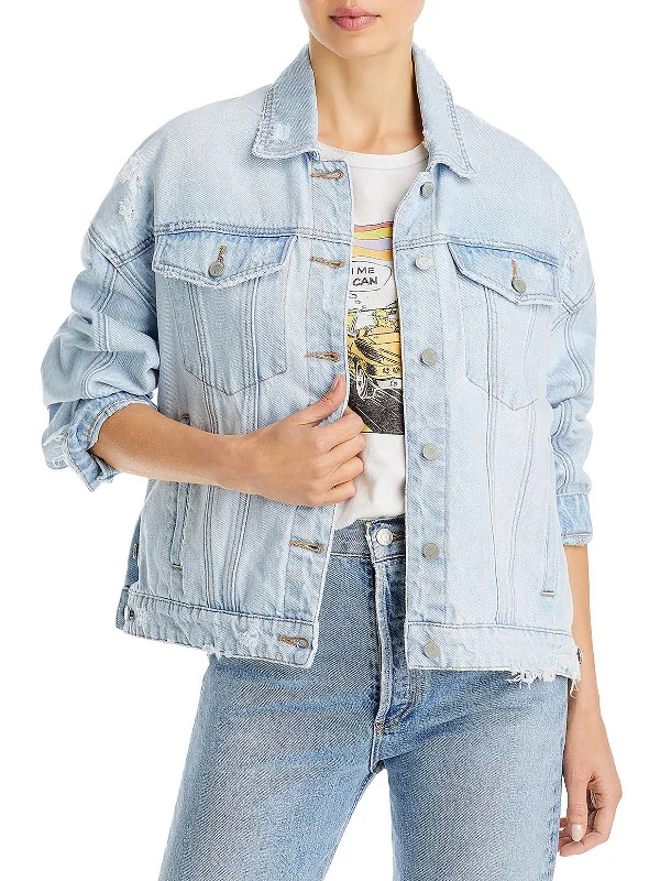Advanced Customization Double-breasted Blazer Womens Distressed Collared Denim Jacket Advanced Customization Double-breasted Blazer Womens Distressed Collared Denim Jacket