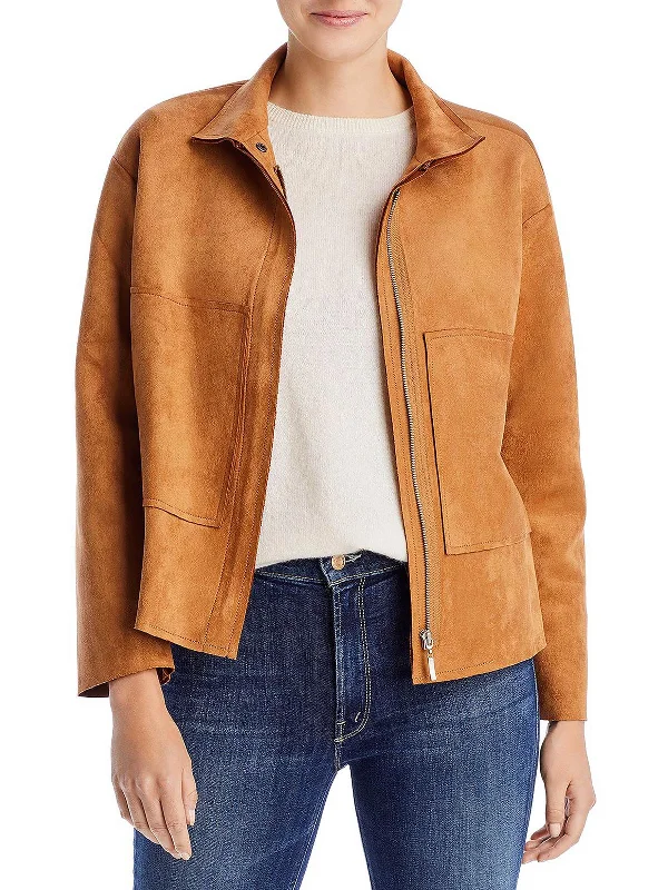 Cool Breeze At Night Lightweight Anorak Womens Faux Suede Short Soft Shell Jacket