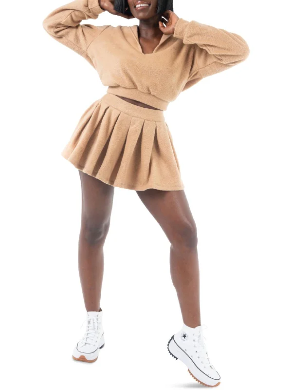 Beautiful Romance Fitted skirt Womens Fleece Short Pleated Skirt