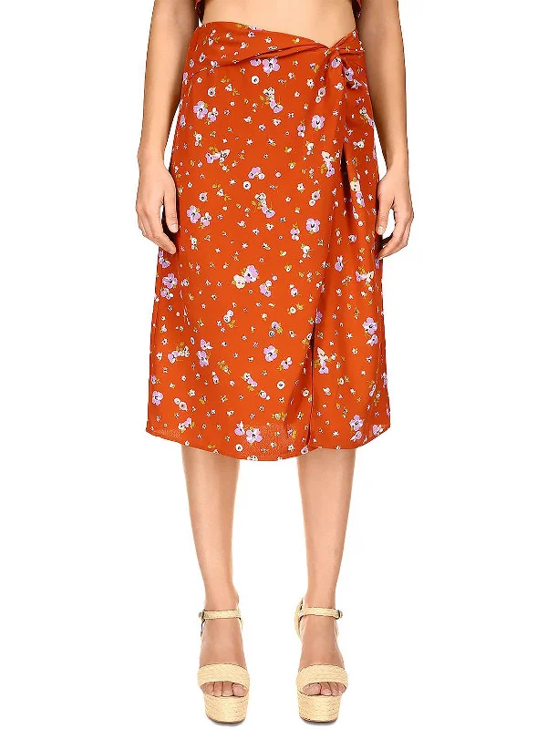 Classic Series Vintage skirt Womens Floral Print Mid Calf A-Line Skirt