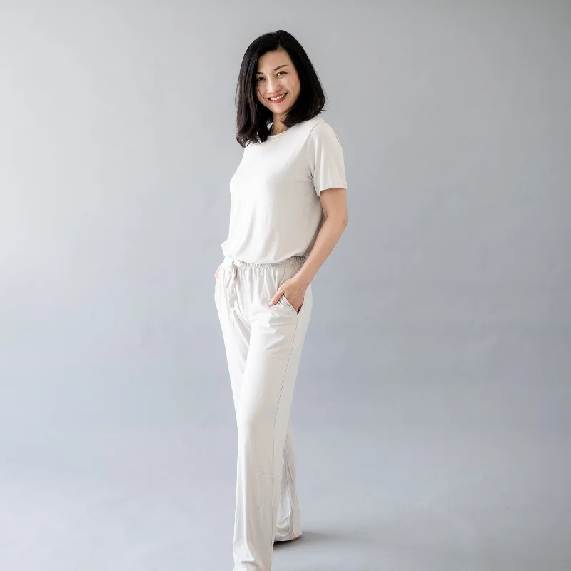 Sports Zipper Style Casual wool skirt Women's Lounge Pants in Oat